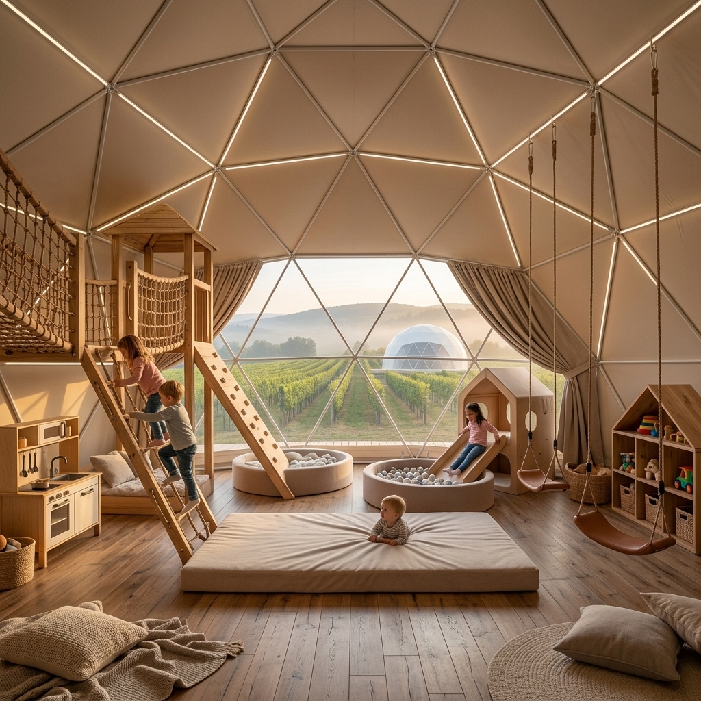 Interior con una zona de juegos infantiles