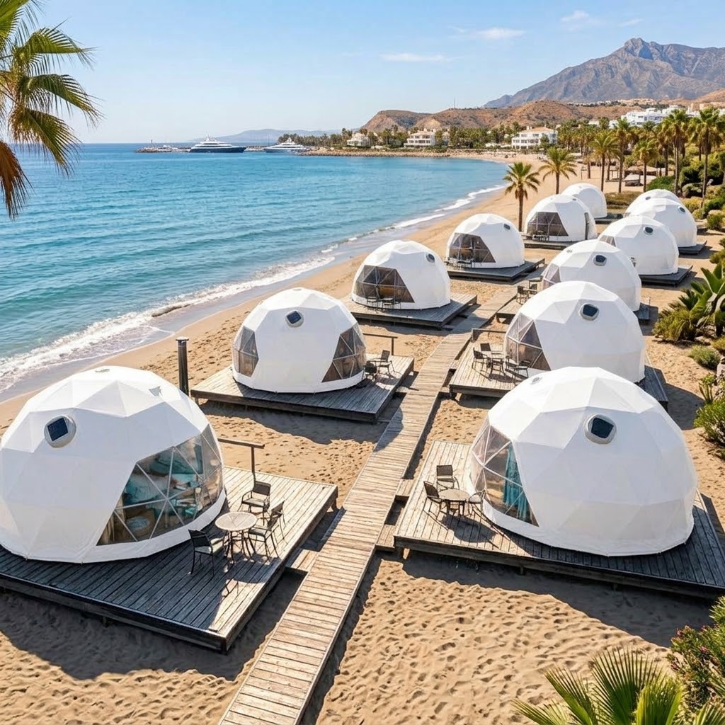 Tienda de glamping junto al mar